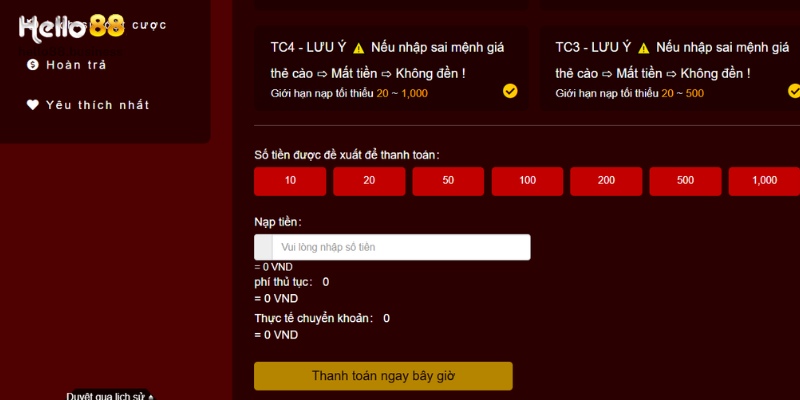 Các bước nạp tiền bằng thẻ cào điện thoại